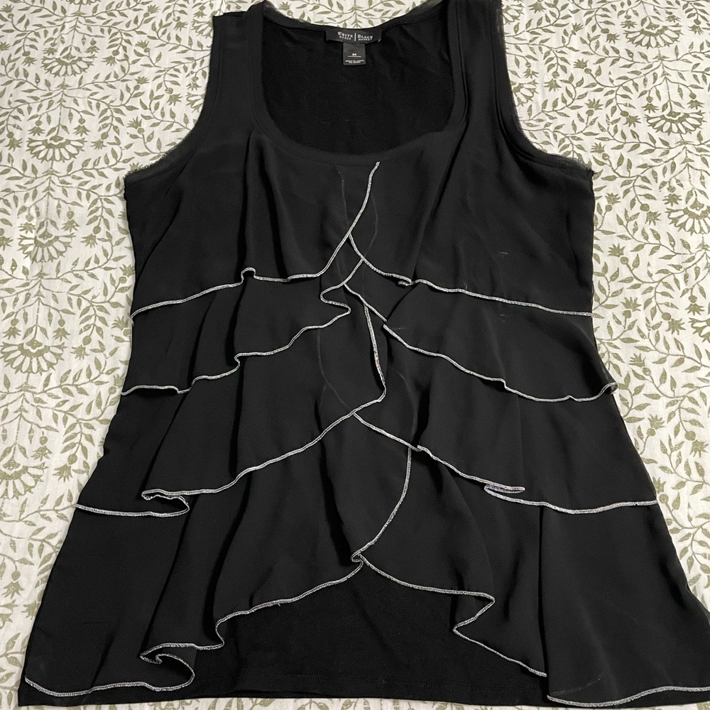 White House Black Market Ruffle Blouse Size M